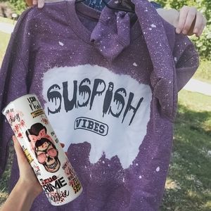 Suspish Vibes Bleached Sweatshirt and Tumbler